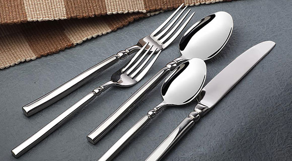 selected stainless steel cutlery on the table